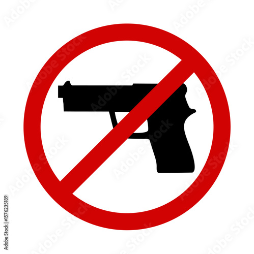 No Gun Symbol Prohibition Sign. Vector image