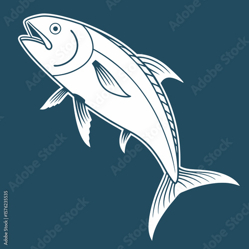 Stylized Fish Illustration with Dynamic Lines and Simplified Design for Artistic or Educational Use
