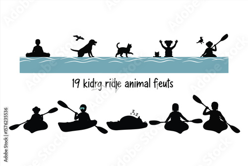 silhouettes of men from kayaks 