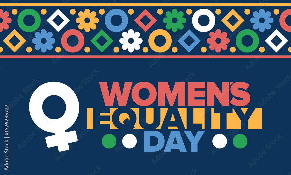 Naklejka premium Women's Equality Day in United States. Female holiday, celebrated annually in August 26. Women right history month. Feminism concept. Poster, greeting card, banner and background. Vector illustration