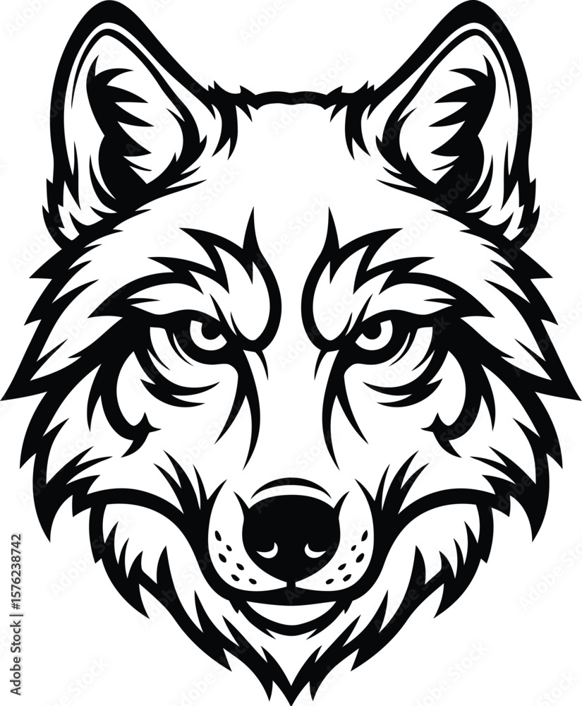 Fototapeta premium wolf head icon on isolated white background silhotte
