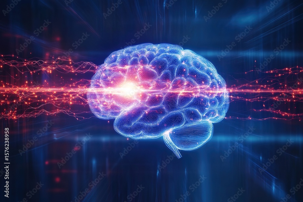 Obraz premium abstract digital brain pulse with motion blur