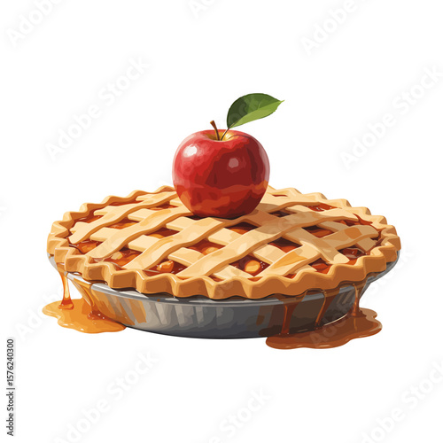 Digital Illustration A Classic Apple Pie, Deliciously Detailed