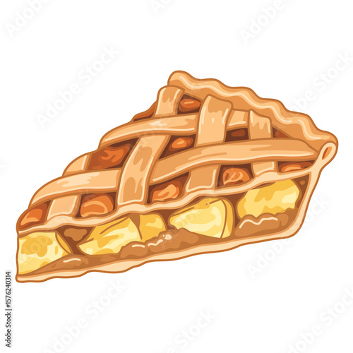 A Digital Illustration of a Delicious Apple Pie Slice Sweet Pastry Goodness