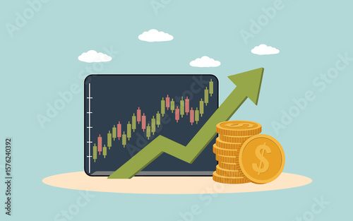 Flat Design Illustration Financial Growth, Investment, and Market Trends