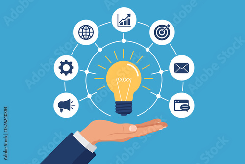 Innovative Business Ideas A Flat Design Illustration of Strategic Planning & Growth