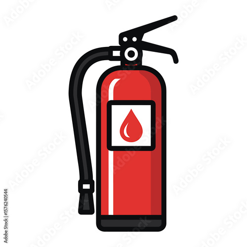 A Minimalist Icon Illustration of a Red Fire Extinguisher