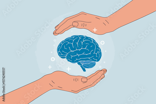 A Minimalist Illustration Protecting and Nurturing the Human Brain