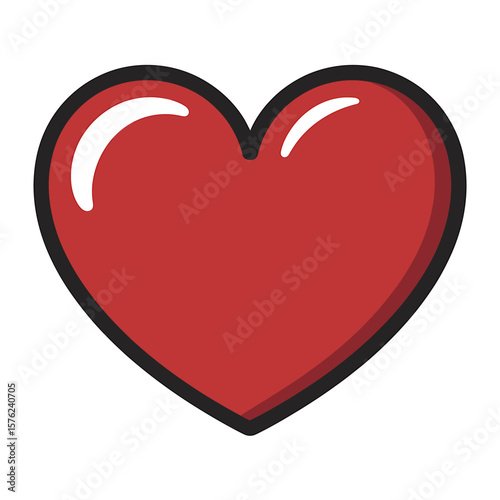 A Simple Stylized Illustration of a Red Heart Vector Graphic