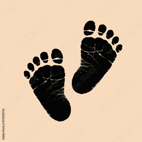Adorable Black Silhouette Illustration of Two Baby Feet A Newborn Footprint Design