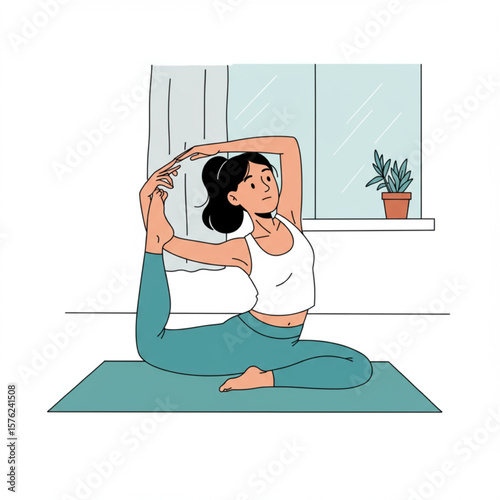 Woman Doing Yoga Pose Practice Illustration