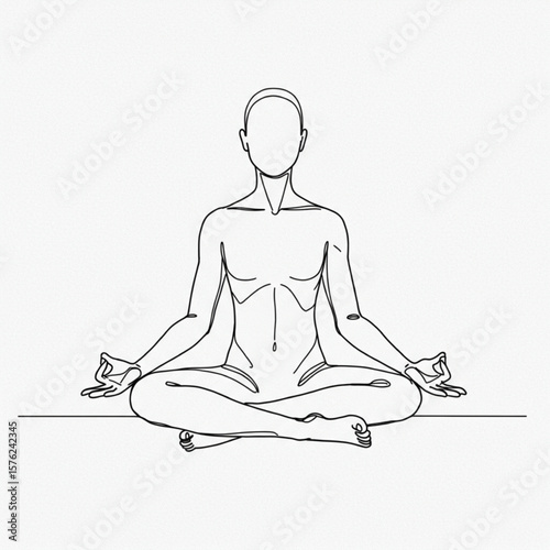 Minimalist Line Art of Person Meditating in Lotus Pose