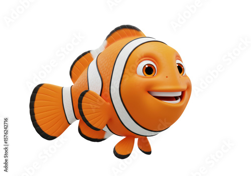 Isolated Cartoon Clown Fish Joyful Sea