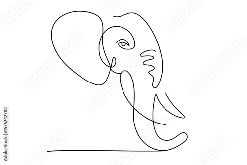 Minimalist Elephant Single Line Drawing