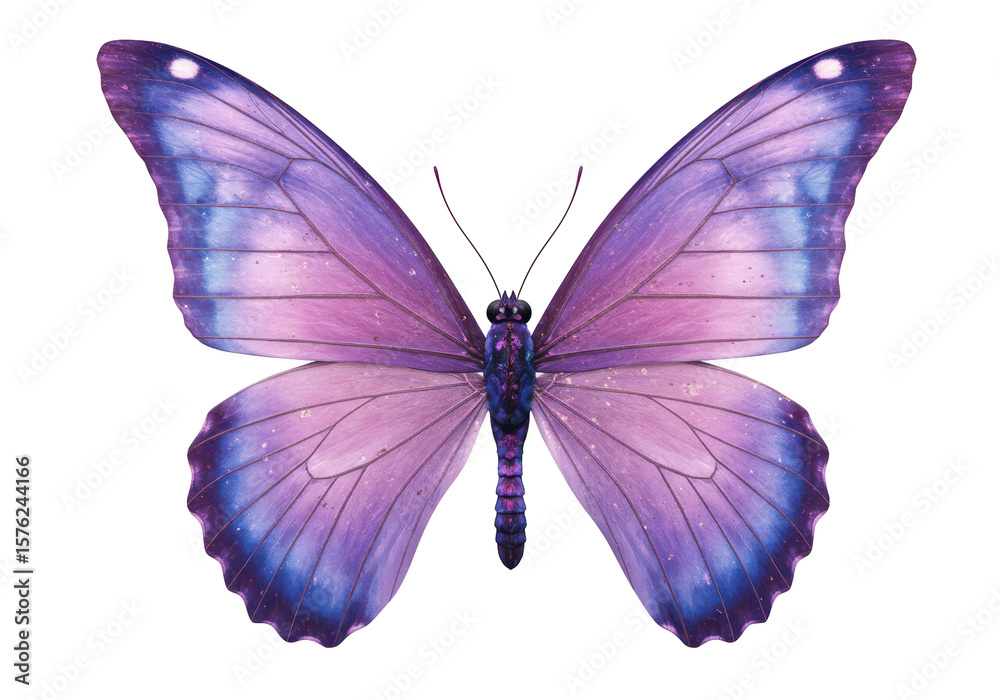 Fototapeta premium Isolated Delicate Purple Butterfly with Open Wings