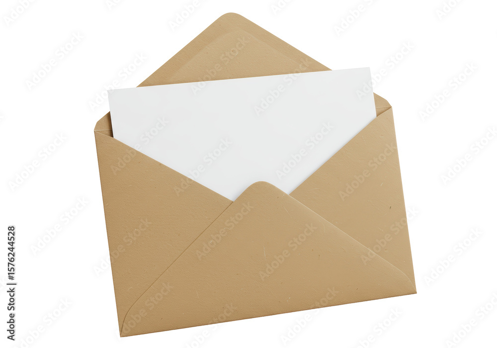 Isolated Open Envelope with Blank White Card Isolated Open Envelope with Blank White Card