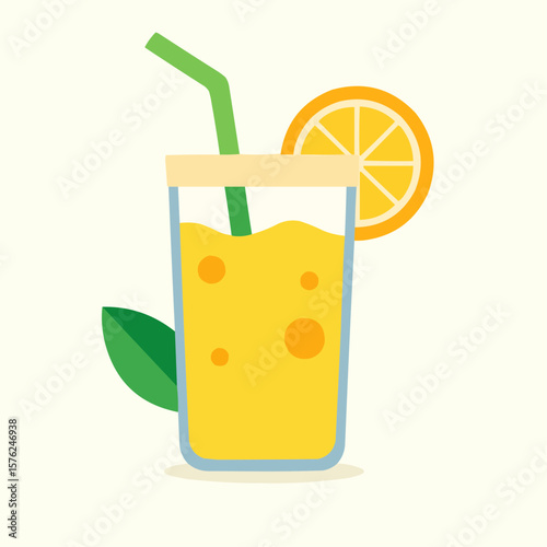 glass of orange juice with lemon