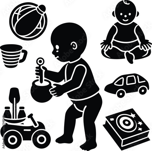 Funny cartoon vector illustration of a boy driver with a smile in an auto for transportation fun, excitement, youth, happy face, playful car