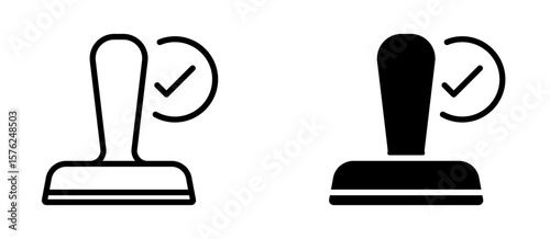 Approval icon. Rubber stamp or Seal symbol with checkmark