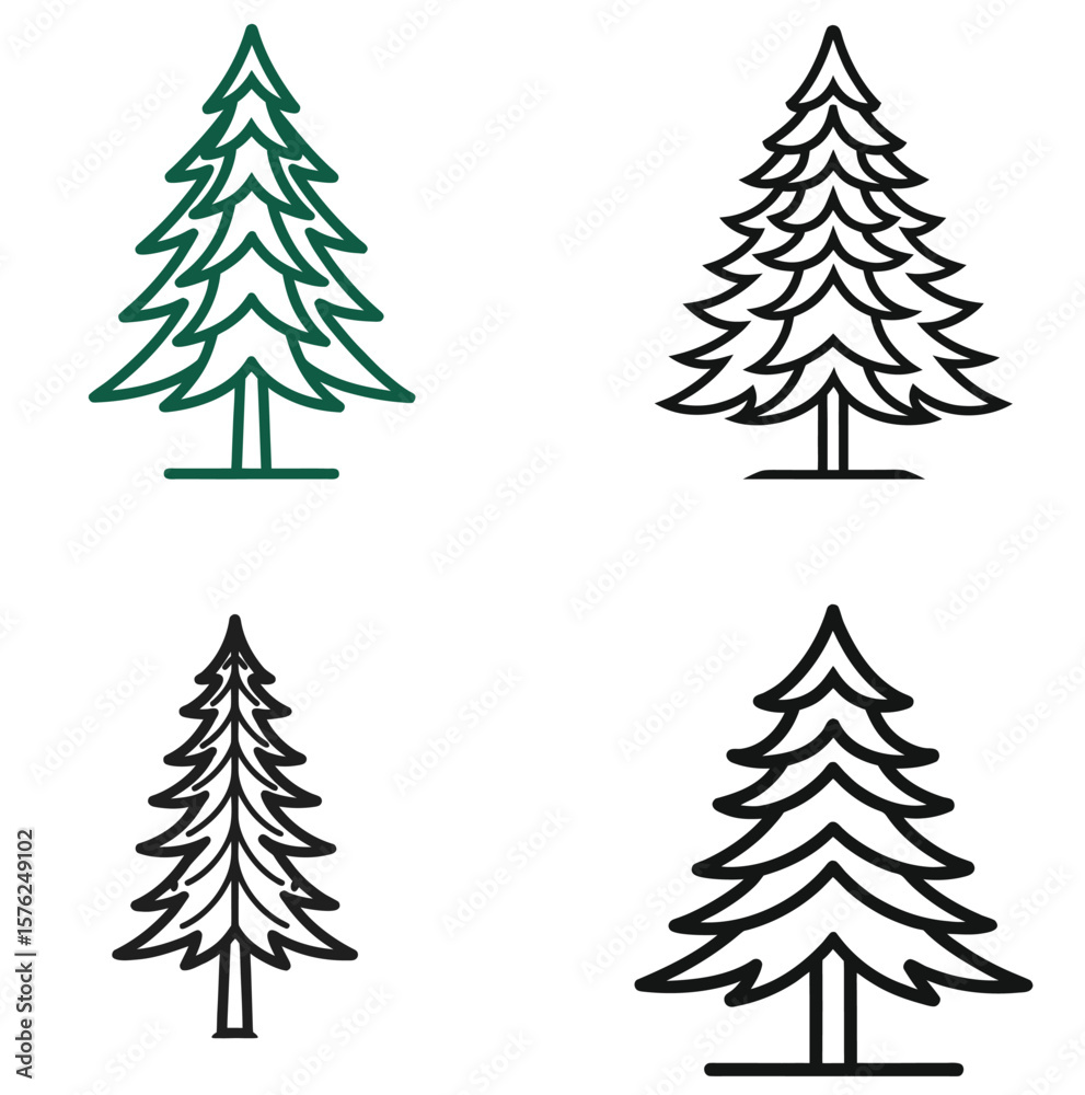 Obraz premium christmas trees set