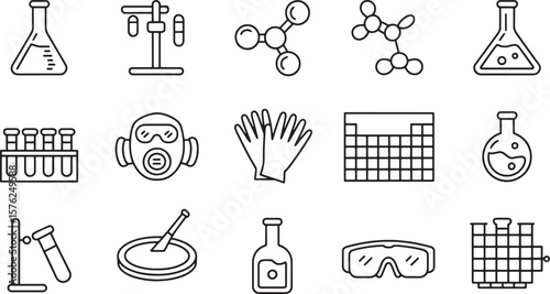 Science Chemistry Lab Gear Equipment Experiment Research Icons