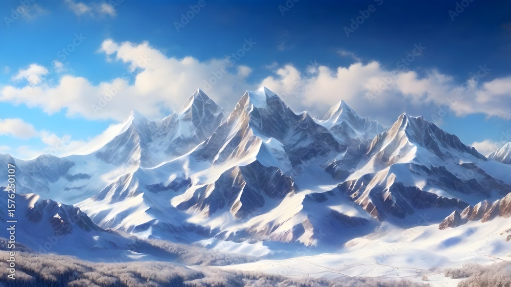 Obraz premium Majestic Snow-Capped Peaks Under a Clear Sky