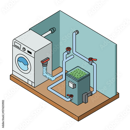 Washing Machine Discharge. Septic system connection in laundry room