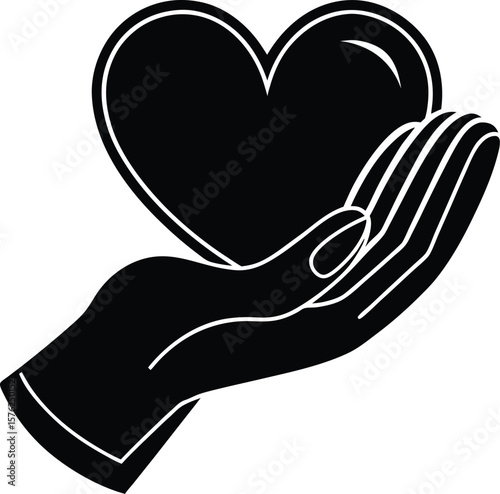 Red heart symbol in caring human hands, a vector illustration of love and romance, perfect for Valentine's Dayv