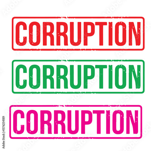 Corruption Grunge Stamp – Distressed Red Texture Seal Vector for Political & Editorial Use