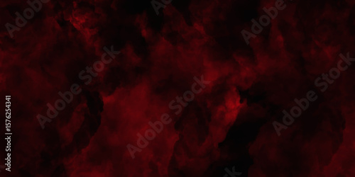 Red color powder explosion isolated on black background. Colorful dust explode. Paint Holi, dust particles splash. Network concept with spray. Futuristic technology element. 3D rendering.