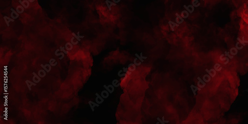 Red color powder explosion isolated on black background. Colorful dust explode. Paint Holi, dust particles splash. Network concept with spray. Futuristic technology element. 3D rendering.