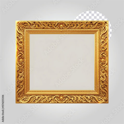 vintage gold frame with clipping path