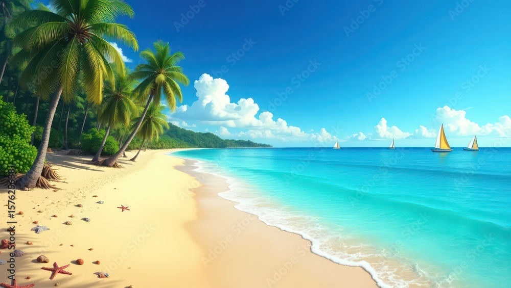 Obraz premium tropical beach with palm trees