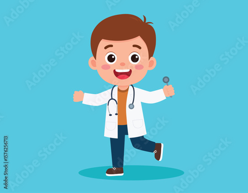 Little cute kid wearing doctor costume and play little kid wearing doctor costume.