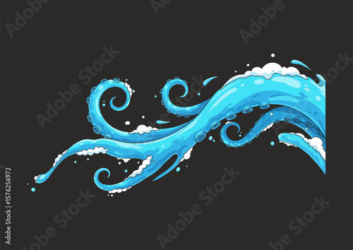 Stylized octopus illustration with vibrant blue colors and fluid tentacle movement