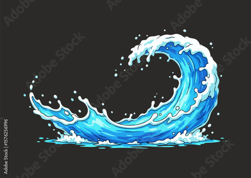 Stylized infinity wave illustration with vibrant blue colors and fluid motion
