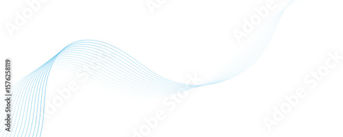 Abstract white and blue wave dynamic curve lines on white background. Energy technology concept modern backdrop design for business, presentation, banner.
