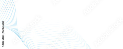 Abstract white and blue wave dynamic curve lines on white background. Energy technology concept modern backdrop design for business, presentation, banner.