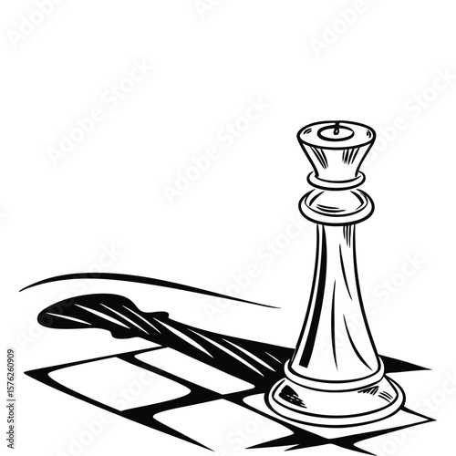 Wallpaper Mural Drawing of chess piece is on chess board in black and white Torontodigital.ca