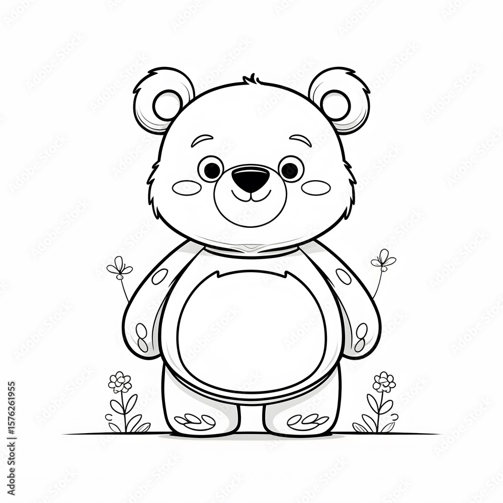 Fototapeta premium teddy bear coloring page for kids