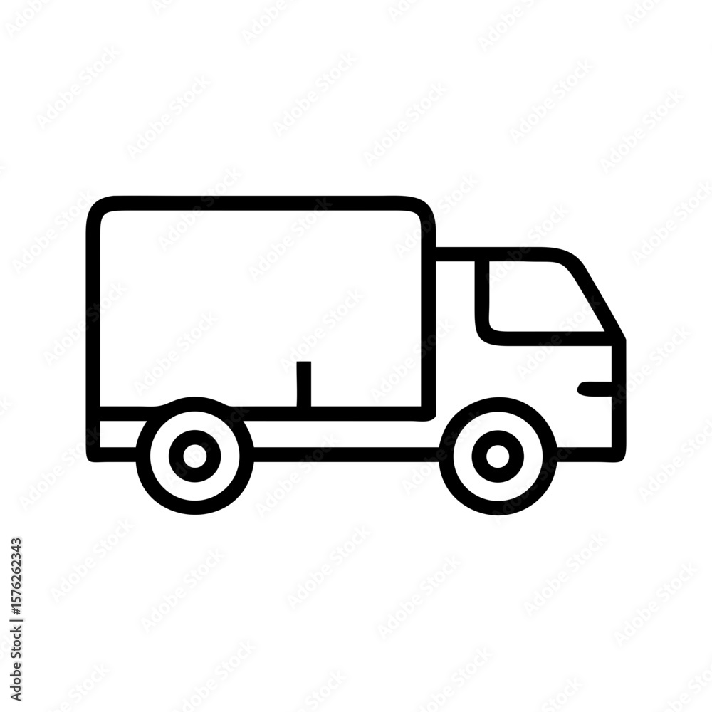 Delivery truck icon in a minimal outline style Delivery truck icon in a minimal outline style