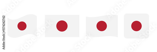 Set of japan flag button Japanese flag, minimalist design, red circle, white background, national symbol, geometric simplicity, iconic imagery, patriotic emblem, rising sun motif
