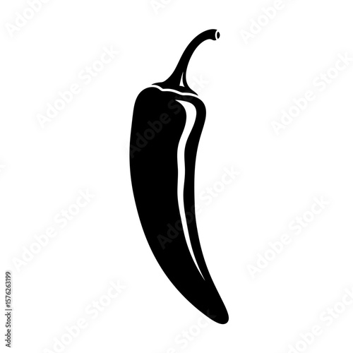 Isolated black silhouette of a chili pepper on a plain white background art