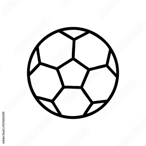 Soccer ball outline graphic in minimalist style on white background  