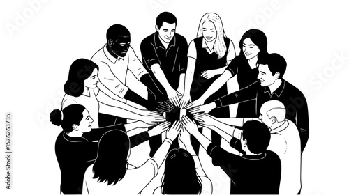 team, teamwork, people, group, collaboration, cooperation, circle, community, together, unity, connection, hands, diverse, ethnicity, multiracial, partnership, agreement, support, corporate, business,