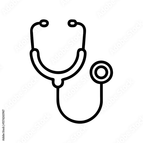 Stethoscope outline illustration in minimalist style  