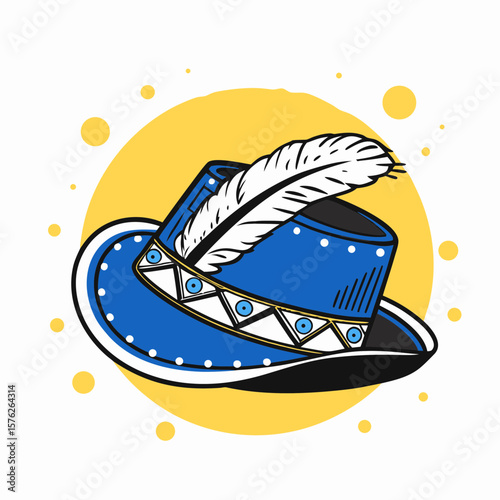 Bavarian Hat with Feather for Oktoberfest Celebration, Traditional Events, Cultural Festivals, Party Decorations, and Food and Drink Promotions  