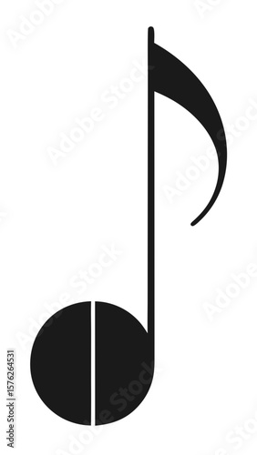 A black and white musical note with a stem. The note is a treble clef and is the first note of the C major scale
