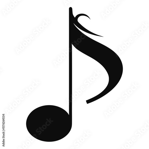 A black and white musical note with a stem. The note is a treble clef and is the first note of the C major scale