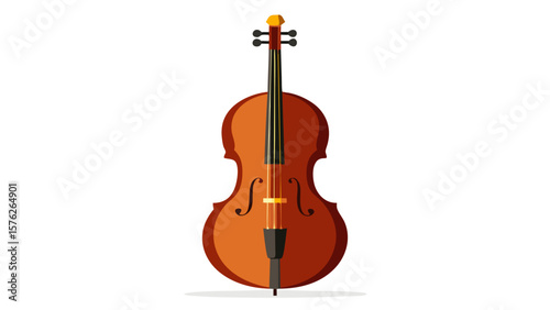 A violin is shown in a very stylized way, with a very flat and simple appearance. The image is of a very basic, abstracted version of a violin, with no strings or other details